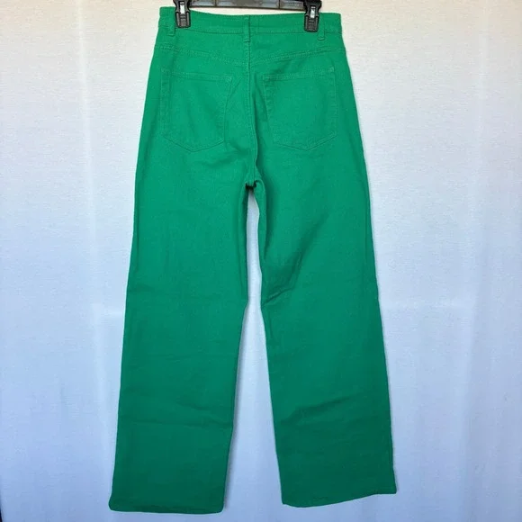 H&M Divided Green Wide Leg Jeans Womens 8 Trendy Streetwear Utility Style - Picture 8 of 8